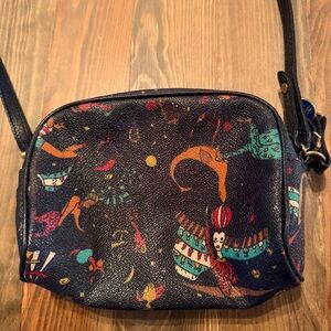 Piero Guidi Magic Circus print crossbody bag embossed fabric with leather trim